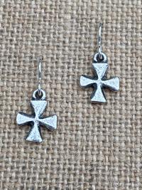 Sterling Silver Small Cross Earrings, Dangling Crosses on French Hooks, African Antique Replicas, Petite Cross Earrings, Confirmation Gift