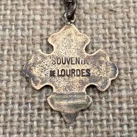 Bronze Crowned Mary with 12 Stars Medal Pendant and Necklace, Our Lady of Lourdes, French Antique Replica, Immaculate Conception, Immaculata