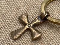 Bronze African Cross Key Ring, Antique Replica Cross, Folds to be compact, High quality solid bronze, Gift Idea for Christian, Unisex Ring