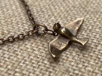 Bronze Holy Spirit Flying Dove Pendant on Necklace, Antique Replica, Cable Chain, Holy Spirit Medal, Holy Spirit Dove Necklace, Confirmation