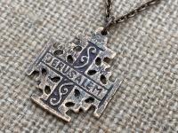 Bronze Jerusalem Cross Pendant Necklace, Crusader's Cross, Five Wounds of Christ Cross, Cross-and-Crosslets, Heraldic Cross, Holy Sepulchre