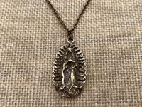 Bronze Antique Replica Our Lady of Guadalupe Pendant Necklace, Nuestra Señora de Guadalupe Necklace, Virgin of Guadalupe Medal, Virgin Mary