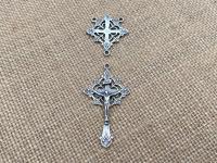 Antique Replica Rosary Center and Crucifix Set in Oxidized Sterling Silver Radiant Design DIY Do it yourself Catholic Parts Reproductions