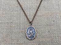 Bronze St. Peregrine Pray for Us Medal Necklace, Antique Replica, Patron Saint of Cancer, Saint Peregrinus Laziosi, Pellegrino, Cancer Saint