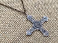 Rare Bronze Saint Benedict Cross Pendant, French Antique Replica, St Benedict Medal Necklace, 19th Century France, Ordo Sancti Benedicti OSB