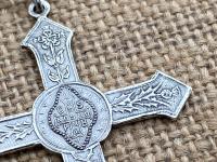 Sterling Silver St. Benedict Cross Medal Pendant, French Antique Replica, Necklace, 19th Century France, .925 Sterling Silver, Rare Cross