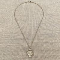Gold Jerusalem Cross Pendant Necklace, Antique Replica Medal, Crusader's Cross, Five Wounds of Christ, Cross-and-Crosslets, Heraldic Cross