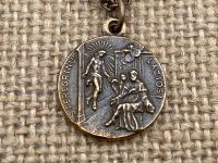 Bronze St. Peregrine Laziosi Medal and Necklace, Antique Replica, Patron Saint of Cancer Patients, Saint Peregrinus Pellegrino Gift Catholic