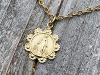 Gold Our Lady of the Rosary Medal, Antique Replica, Pendant Necklace, Notre-Dame-Du-Cap in Quebec, Our Lady of the Cape Shrine, Notre Dame