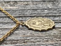 Antique Gold St. Peregrine Medal Pendant Necklace, Antique Replica, Patron Saint of Cancer Patients, Saint Peregrinus, Saint Pellegrino Gift