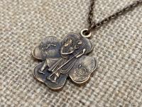 Bronze St. Christopher Medal Pendant Necklace, Antique Replica, Patron Saint of Travelers, Patron Saint of Safe Travels, Birthname Reprobus