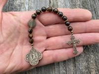 Bronze St. Raphael the Archangel Chaplet with Bronzite Gemstones, Angel of Healing, Saint of Illness, Patron Saint of Healing, Prayer Beads