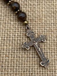 Bronze St. Raphael the Archangel Chaplet with Bronzite Gemstones, Angel of Healing, Saint of Illness, Patron Saint of Healing, Prayer Beads