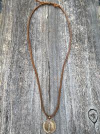 Bronze Rare St Michael Latin Medal Necklace, Antique Replica Saint Michael the Archangel, St Michel, Protection against the Devil Satan M1