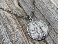 Sterling Silver St Patrick Medal and Necklace, Rare, Antique Replica, Saint Patrick, Irish Catholic Gift, Patron Saint of Engineers, Ireland