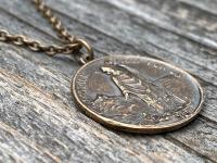 Bronze St Patrick Medal Pendant and Chain Necklace, Antique Replica, Saint Patrick, Irish Catholic Gift, Patron Saint of Engineers, Ireland