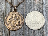 Bronze Saint Joseph French Medal, Antique Replica, Necklace, Priez Pour Nous, Oratoire St Joseph, Mont Royal, Montreal Quebec, Father Gift