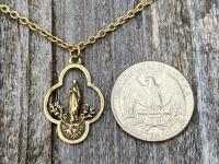 Antique Gold Our Lady of Lourdes Pendant, French Antique Replica, Our Lady of Lourdes Necklace, Immaculate Conception, Notre Dame de Lourdes