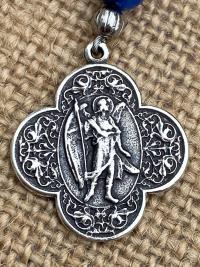 Sterling Silver St. Raphael the Archangel Chaplet, Kyanite Gemstone Prayer Beads, Angel of Healing, Saint Illness, Patron Saint of Healing