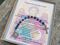 Sterling Silver St. Raphael the Archangel Chaplet, Kyanite Gemstone Prayer Beads, Angel of Healing, Saint Illness, Patron Saint of Healing