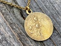 Antique Gold Rare St Thérèse of Lisieux Medal Necklace, French Antique Replica, Sancta Teresia, St Theresa of the Child Jesus, Little Flower