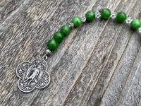 Sterling Silver St. Raphael the Archangel Chaplet with Green Maw Sit Sit Gemstones (Angel of Healing) Saint Illness, Patron Saint of Healing