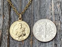 Gold St Gerard Majella Medal, Necklace, French artist Penin, Antique Replica, Patron Saint of Expectant Mothers, Patron Saint of Fertility