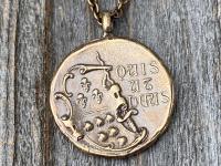 Bronze Rare St Michael Latin Medal Necklace, Antique Replica Saint Michael the Archangel, St Michel, Protection against the Devil Satan M1