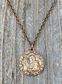 Bronze Saint Padre Pio Antique Replica Medal Pendant Necklace, Saint Pius of Pietrelcina, Stigmatized Priest, Healing, Miracles, Stigmata