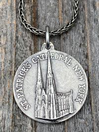 Sterling Silver St Patrick Medal and Necklace, Rare, Antique Replica, Saint Patrick, Irish Catholic Gift, Patron Saint of Engineers, Ireland