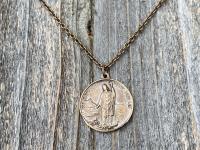 Bronze St Patrick Medal Pendant and Chain Necklace, Antique Replica, Saint Patrick, Irish Catholic Gift, Patron Saint of Engineers, Ireland