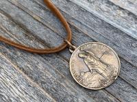 Bronze St Patrick Medal and Suede Necklace, Rare, Antique Replica, Saint Patrick, Irish Catholic Gift, Patron Saint of Engineers, Ireland