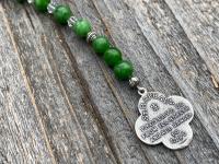 Sterling Silver St. Raphael the Archangel Chaplet with Green Maw Sit Sit Gemstones (Angel of Healing) Saint Illness, Patron Saint of Healing