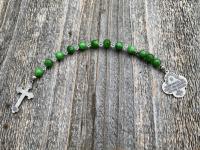 Sterling Silver St. Raphael the Archangel Chaplet with Green Maw Sit Sit Gemstones (Angel of Healing) Saint Illness, Patron Saint of Healing