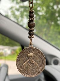 Bronze Rearview Mirror Rare St Francis de Sales & St Jane de Chantal Antique Replica Medal, French Antique Replica Artists Penin Poncet Lyon