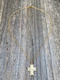 Gold Holy Spirit Dove Cross, Antique Replica, Medal Pendant Necklace, Confirmation Gift, Holy Ghost Cross Pendant, Holy Fire Cross Pendant