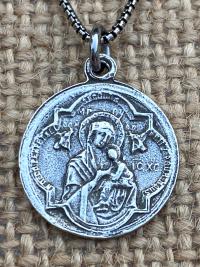 Sterling Silver St Gerard Majella Medal Pendant Necklace, French artist Penin, Antique Replica, Patron Saint of Expectant Mothers, Fertility