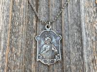 Sterling Silver Rare St Jude Thaddeus Medal Pendant Necklace, Antique Replica, Patron Saint of Desperate Causes, Patron Saint of Hope, Help