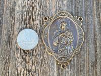 Large Bronze Rosary Center (2.5"), Antique Replica, Assumption of Mary Medal, Mary with Star Halo, Wall Rosary, Lasso Rosary, Family Rosary