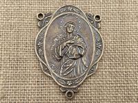 Large Bronze Rosary Center (2.5"), Antique Replica, Assumption of Mary Medal, Mary with Star Halo, Wall Rosary, Lasso Rosary, Family Rosary