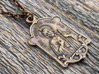 Bronze St Jude Thaddeus Medal Pendant Necklace, Antique Replica, Patron Saint of Desperate Causes, Patron Saint of Hope, Apostle of Jesus