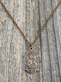 Bronze St Jude Thaddeus Medal Pendant Necklace, Antique Replica, Patron Saint of Desperate Causes, Patron Saint of Hope, Apostle of Jesus