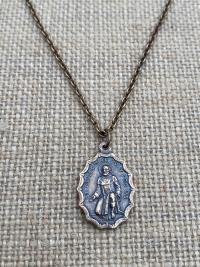 Bronze St. Peregrine Pray for Us Medal Necklace, Antique Replica, Patron Saint of Cancer, Saint Peregrinus Laziosi, Pellegrino, Cancer Saint