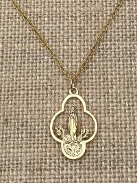 Gold Our Lady of Lourdes Medal Pendant Necklace, French Antique Replica, Immaculate Conception, Notre Dame de Lourdes Medallion, Mary Marian