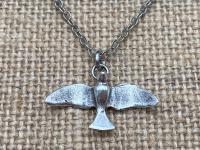 Sterling Silver Holy Spirit Dove Pendant Necklace, Antique Replica, Unisex Confirmation Gift, Boho Holy Spirit Necklace, Flying Dove Pendant