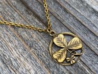 Antique Gold St. Patrick Shamrock Pendant Medal Necklace, Antique Replica, Saint Patrick Shamrock, St Patrick Doctrine of Trinity, Ireland