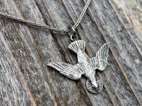 Sterling Silver Holy Spirit Dove Necklace, Descending Dove Pendant, Antique Replica, Descending Holy Spirit Pendant, Confirmation Necklace