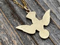 Gold Holy Spirit Dove Pendant Necklace, French Antique Replica, Descending Dove Pendant, Descending Holy Spirit Dove, Holy Spirit Necklace