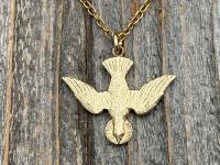 Gold Holy Spirit Dove Pendant Necklace, French Antique Replica, Descending Dove Pendant, Descending Holy Spirit Dove, Holy Spirit Necklace