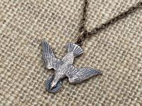 Bronze Holy Spirit Dove Pendant Necklace, French Antique Replica, Descending Dove Pendant, Descending Holy Spirit, Holy Spirit Necklace